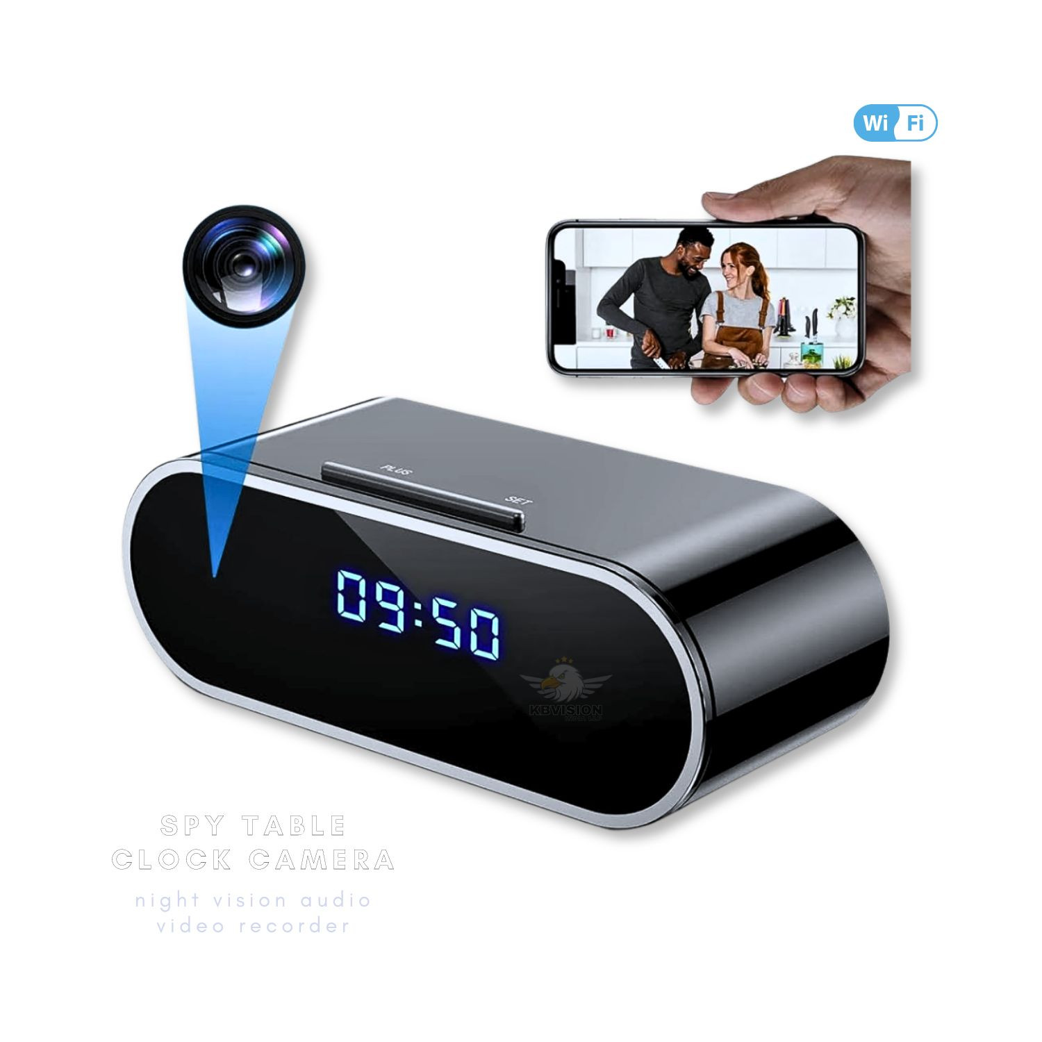 Spy Hidden Secret WiFi Audio Video Camera Recorder in Table Clock