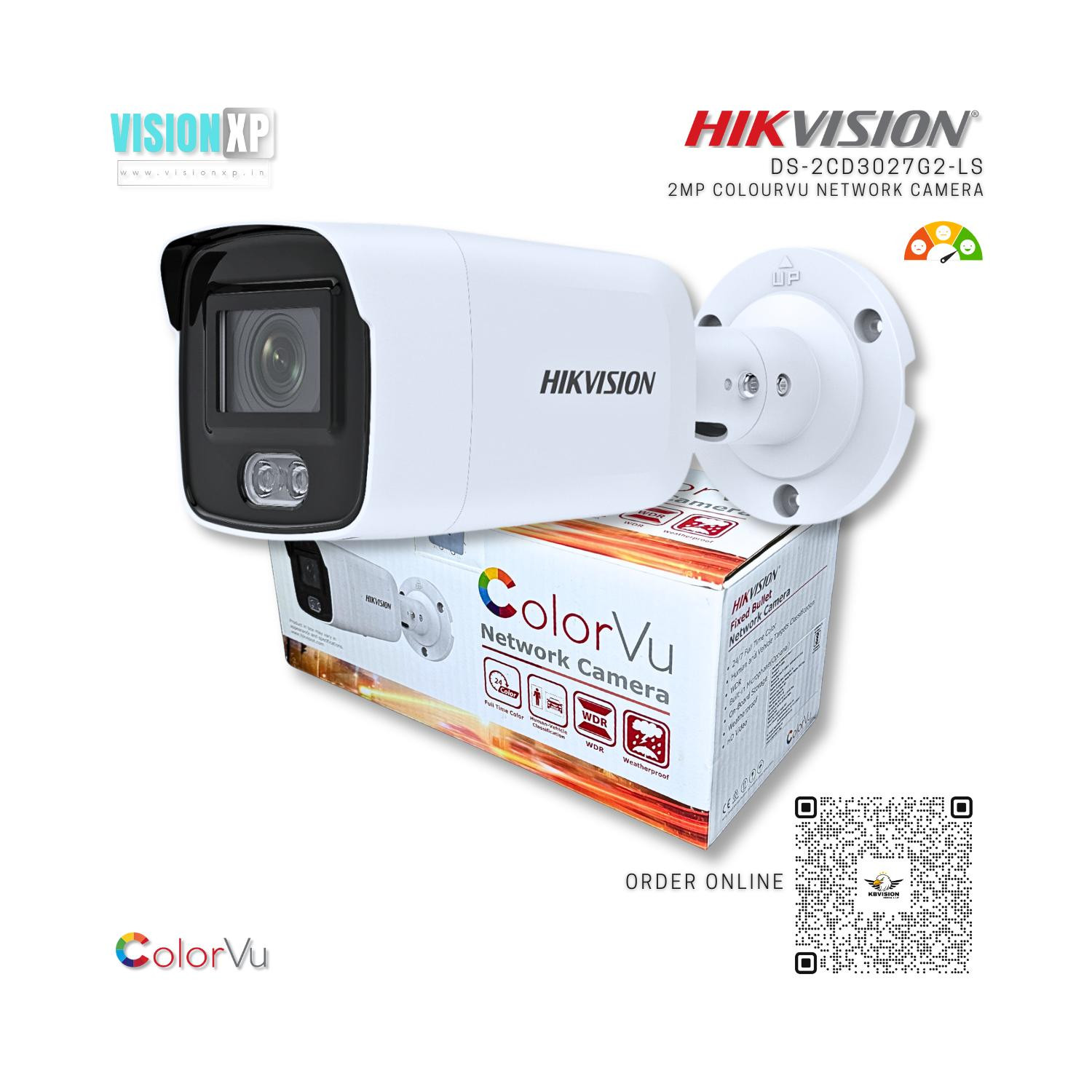 Hikvision DS-2CD3027G2-LS 2 MP ColorVu Fixed Bullet Network Camera