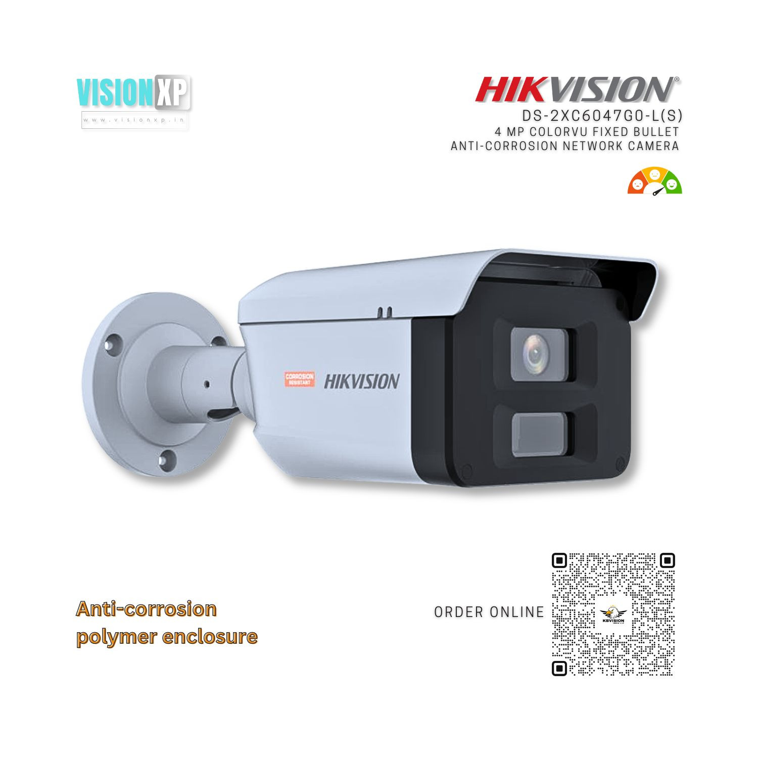 Hikvision DS-2XC6047G0-L S 4MP ColorVu Bullet Anti-Corrosion IP Camera