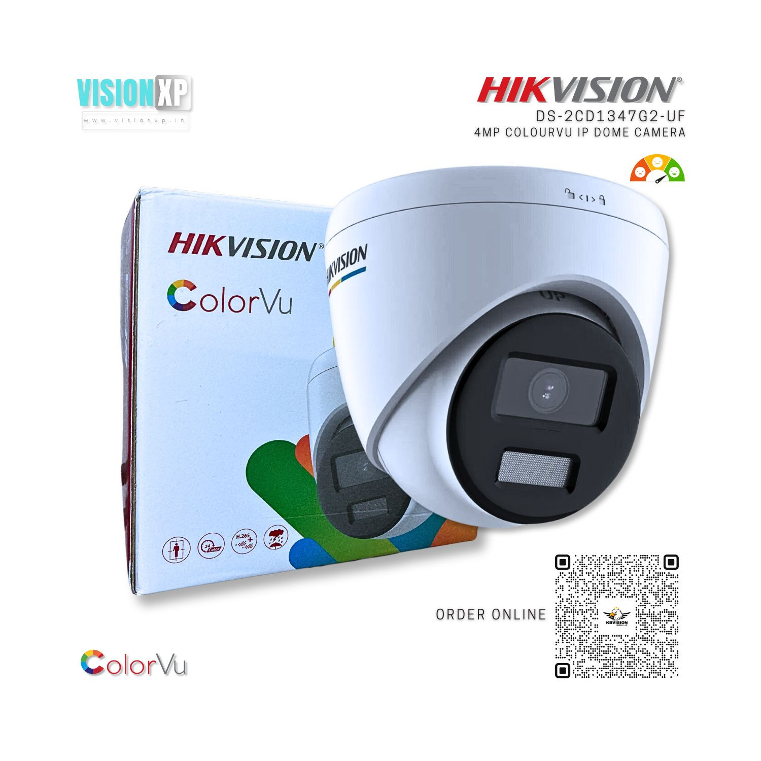 Hikvision DS-2CD1347G2-LUF 4MP ColorVu Turret Network Dome Camera