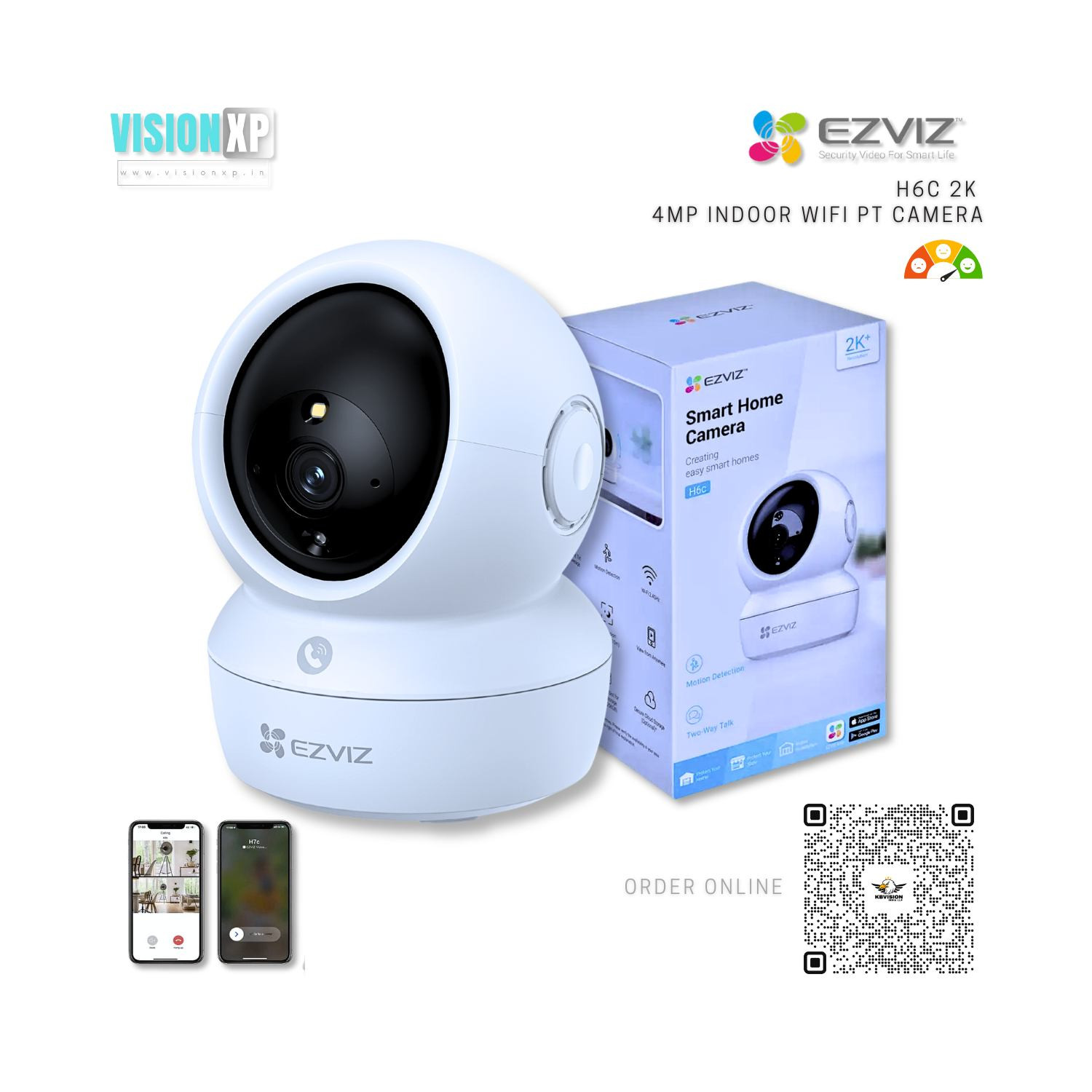 Ezviz H6c Pro 2k+ Wi-Fi Pan & Tilt 4mp Smart Home Camera