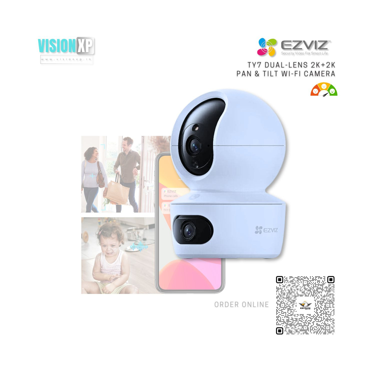 Ezviz TY7 2k+2K (4mp+4mp) Dual-Lens Pan & Tilt Wi-Fi Home Camera