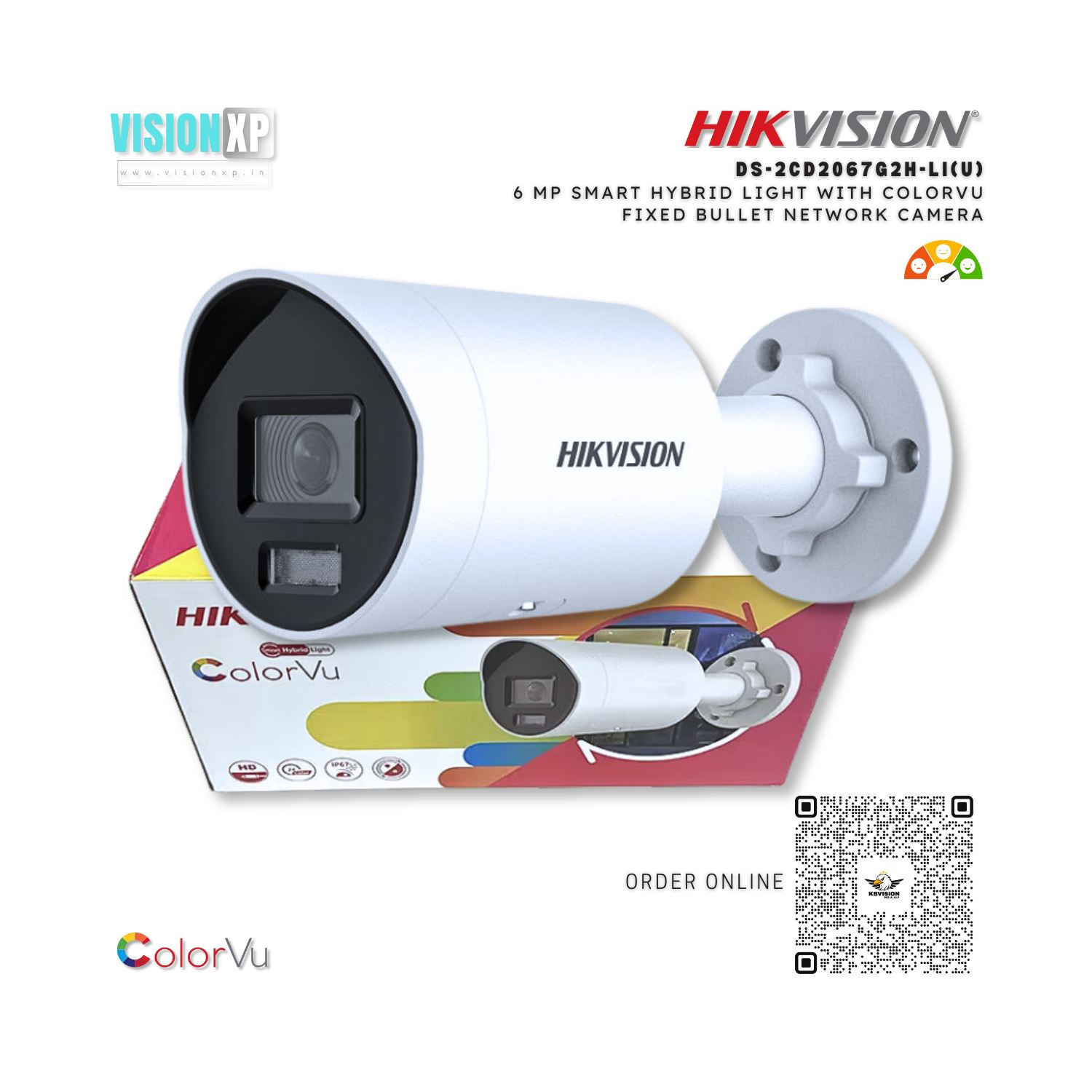 Hikvision DS-2CD2067G2H-LI(U) 6MP Smart ColourVu Network Bullet Camera