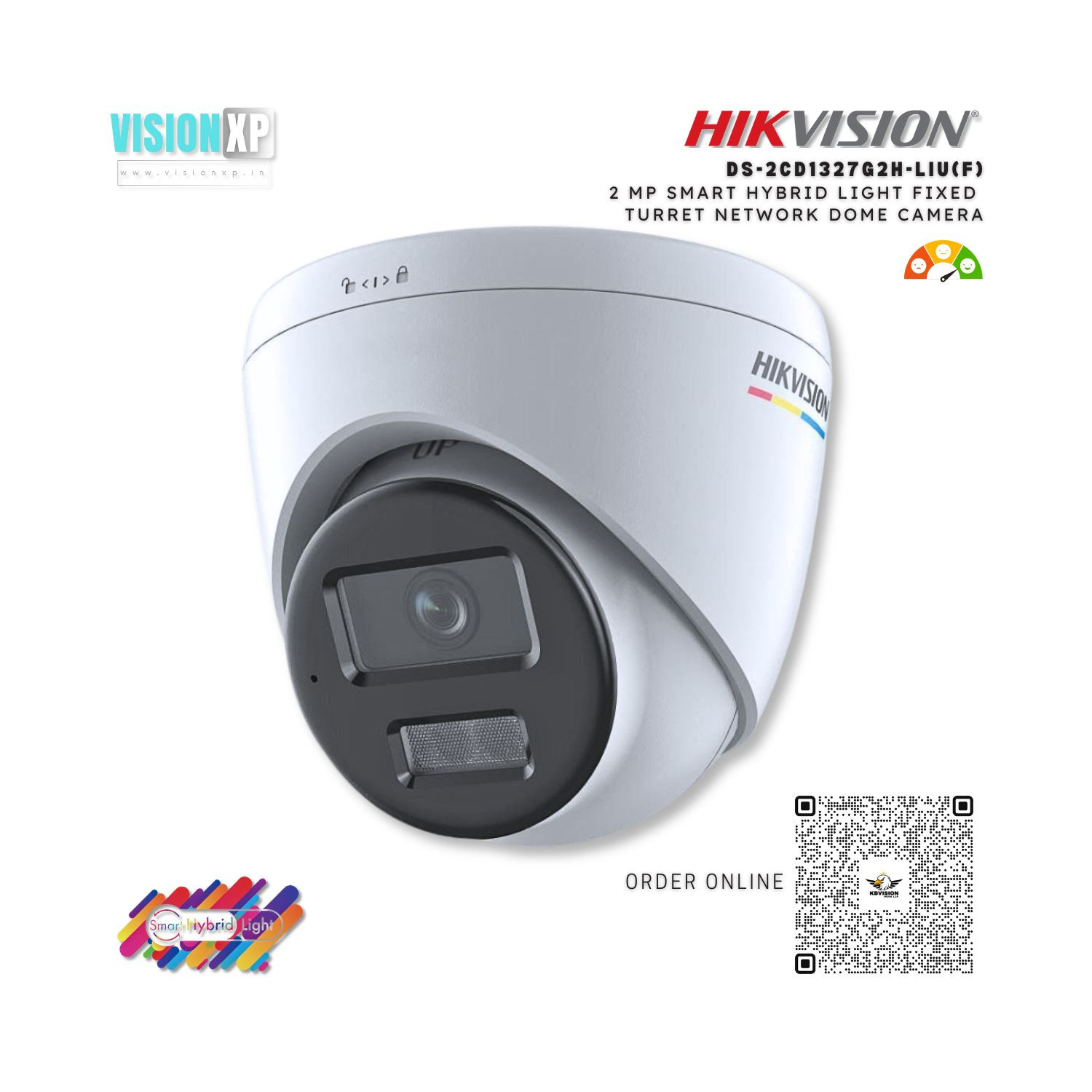 Hikvision DS-2CD1327G2H-LIU(F) 2 MP Hybrid Light Network Turret Camera