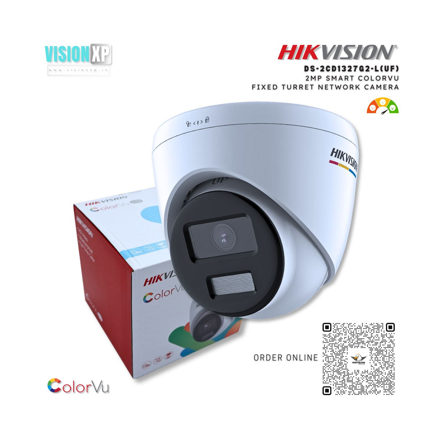 Hikvision DS-2CD1327G2-L(UF) 2 MP ColorVu Fixed Turret Network Camera