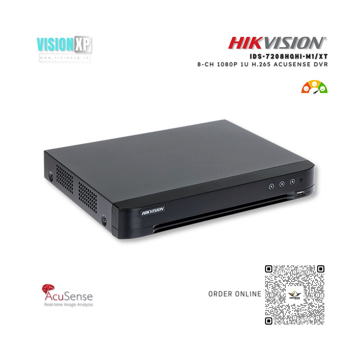 Hikvision iDS-7208HQHI-M1/XT 8-ch 1080p 1U H.265 AcuSense DVR