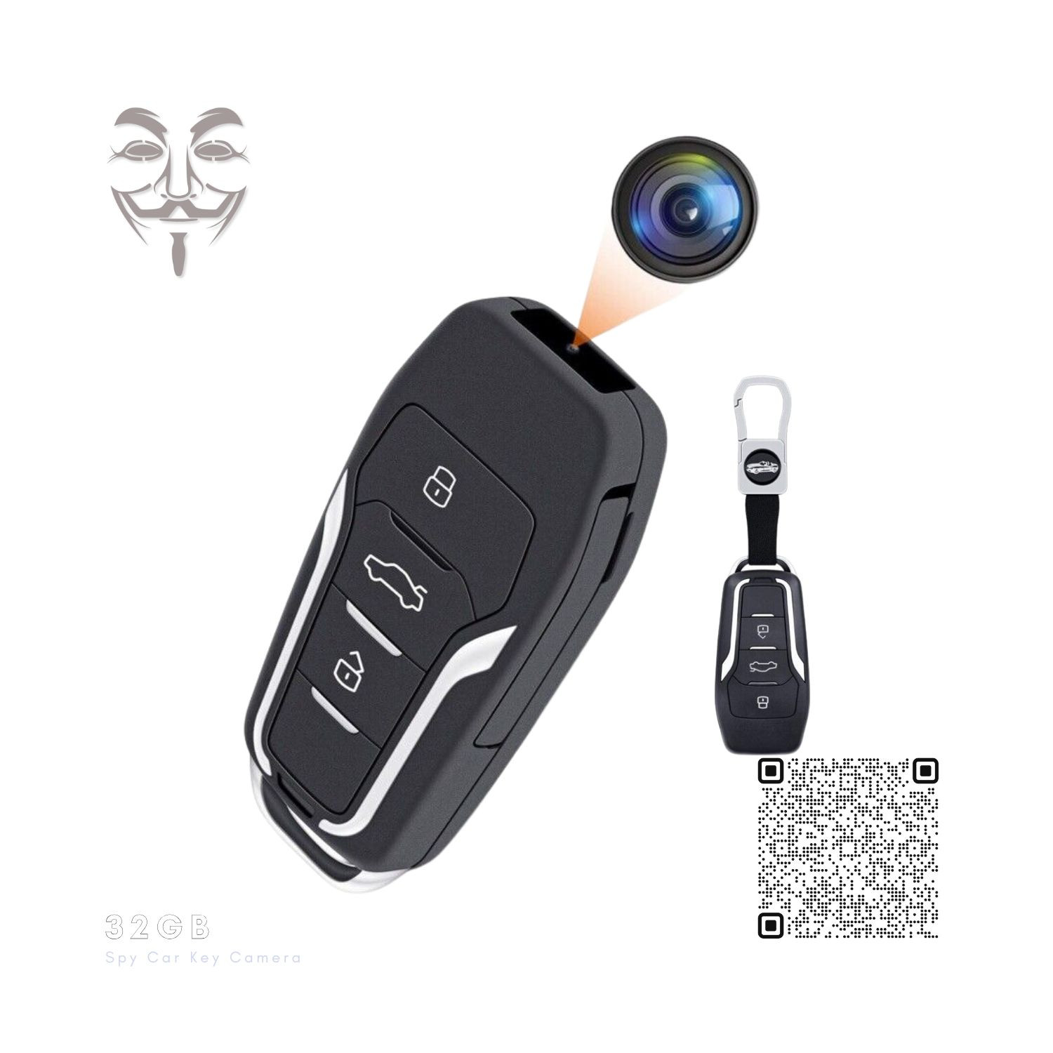 32GB Hidden Spy Smart Car Keychain Camera Recorder