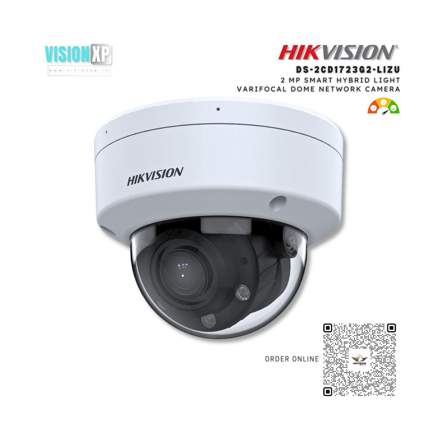 Hikvision DS-2CD1723G2-LIZU 2MP Hybrid Varifocal Dome Network Camera