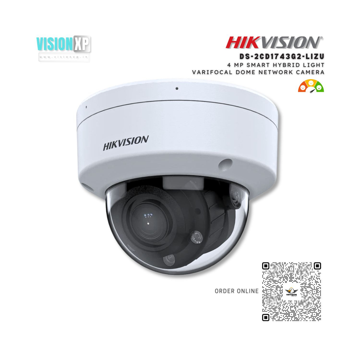 Hikvision DS-2CD1743G2-LIZU 4MP Hybrid Varifocal Dome Network Camera